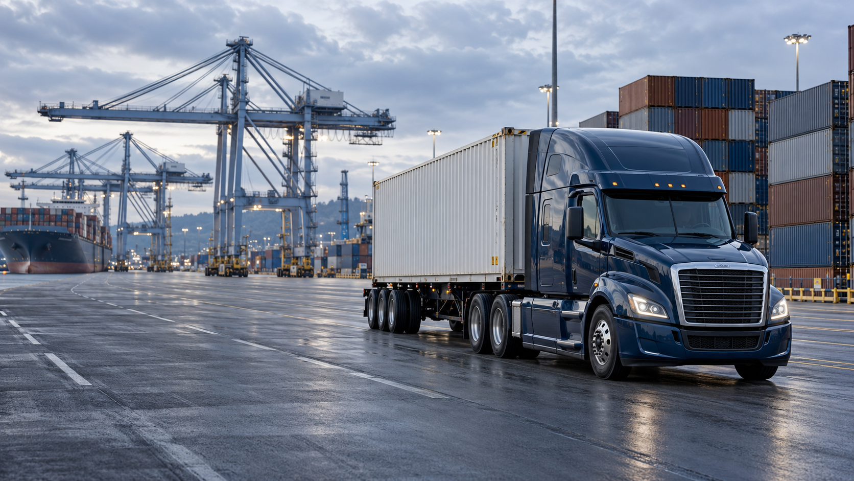 Illustrative container transport at a port terminal